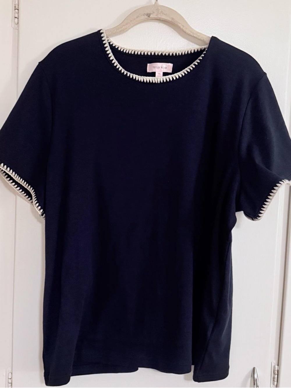 Stevie May Navy Short Sleeve Tee with Contrast Trim